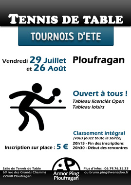 Tournoi d'été de tennis de table à Ploufragan (Côtes d'Armor)